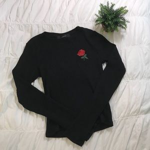 Forever 21 black shirt w/ rose patch